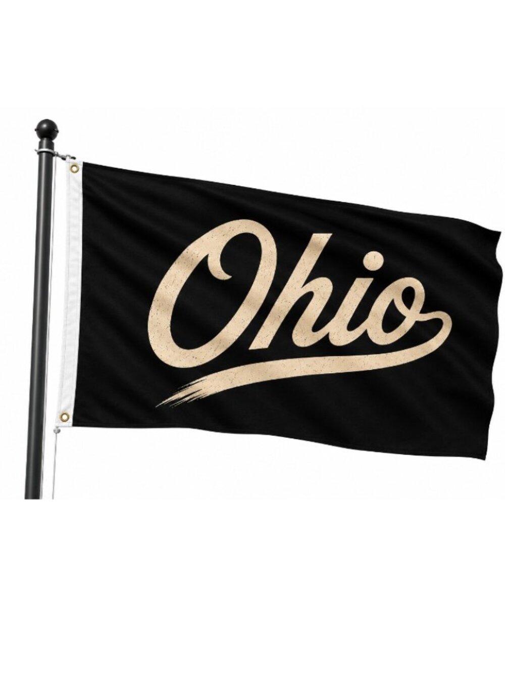 Ohio Script Flag Black & Cream Ohio State Decor Porch Outdoor Gifts House Decor